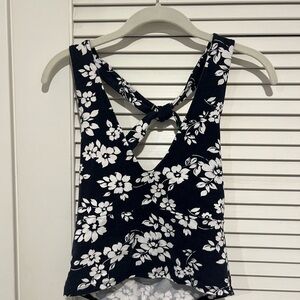 Hollister Navy and White Sleeveless Halter Top
